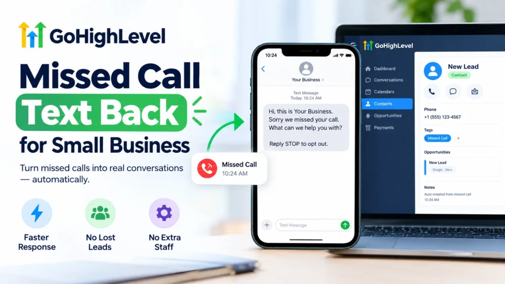 Phone showing a missed call with an automatic text reply sent to the caller